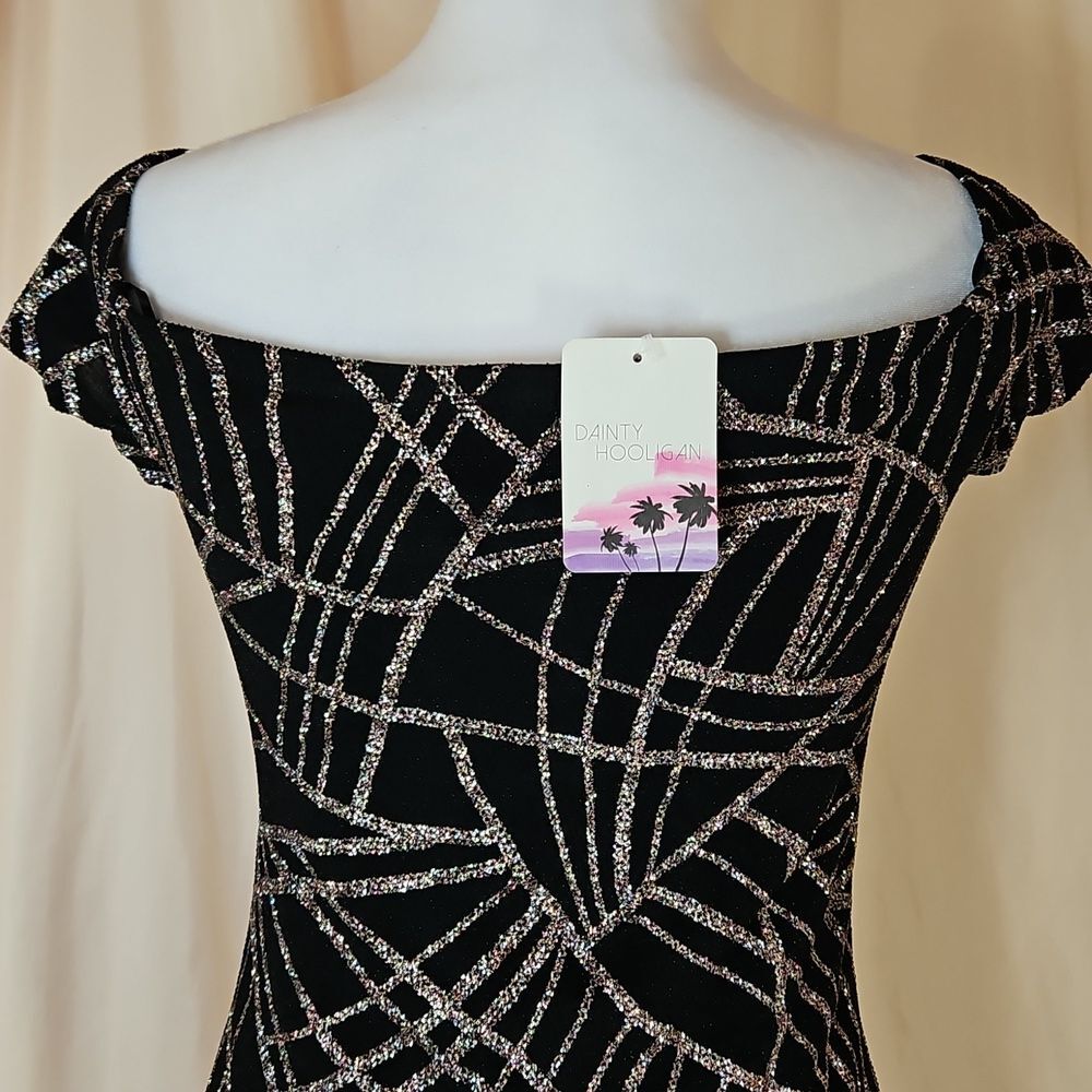 Dainty Hooligan Bodycon Mini Dress Women's Large Rainbow Glitter Clubbing Glam - Picture 6 of 10